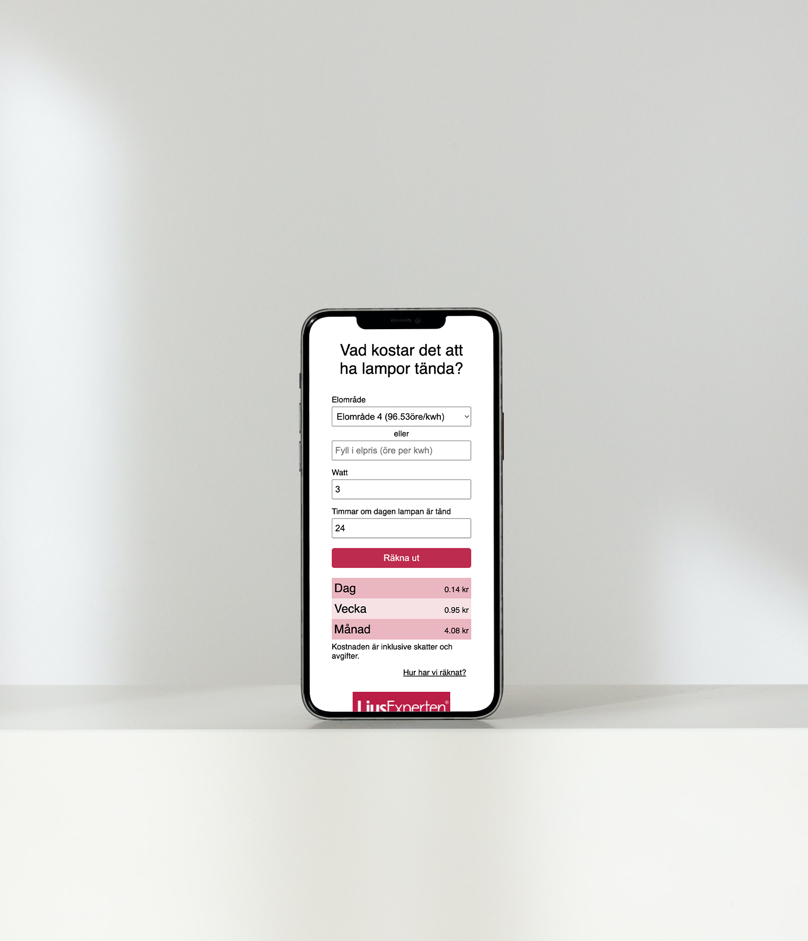 kalkylator för att beräkna elkostnaden