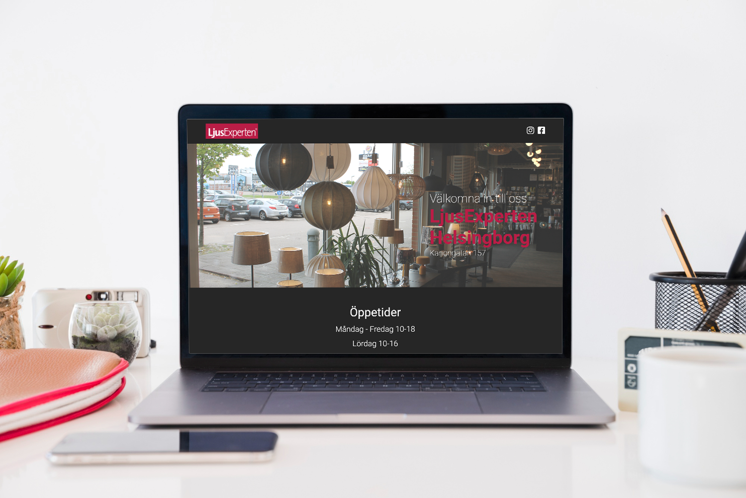 LjusExperten Helsingborgs hemsida